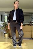 Made in Italy Beluga Soft Crop Bomber Jacket Black /39 =
